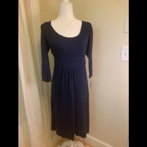 Boden Navy 3/4 sleeve knit dress with under slip